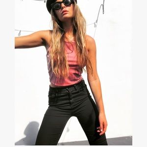 NWT PINK VELVET DARK PINK RACER BACK CROPPED TOP